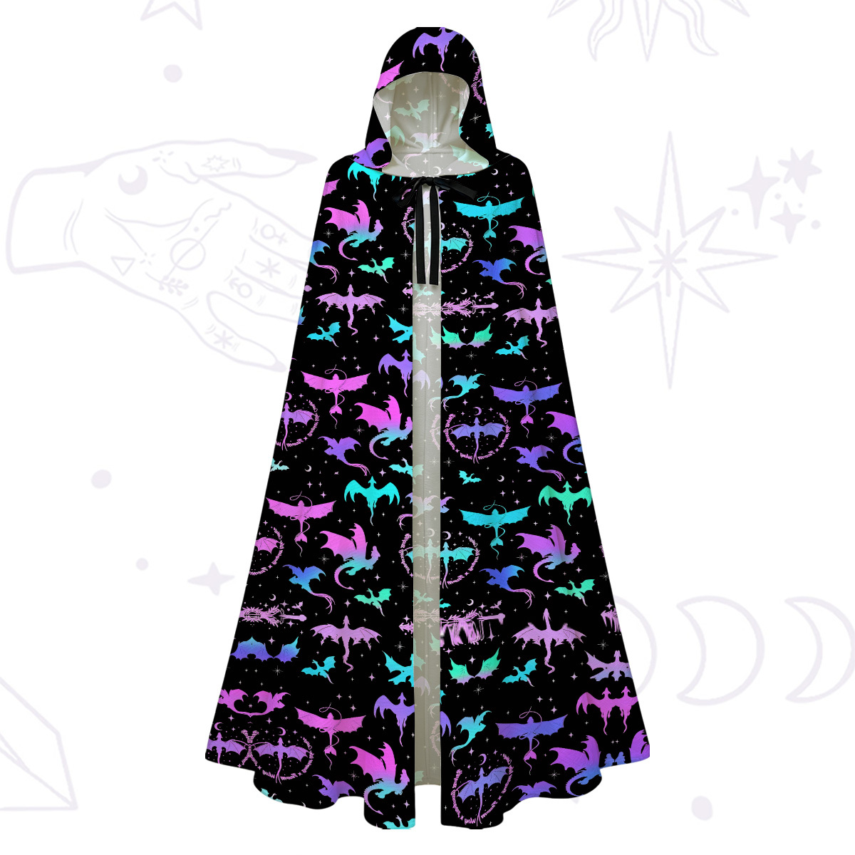 Purplehecate Neon Fantasy Dragon Allover Hooded Cloak