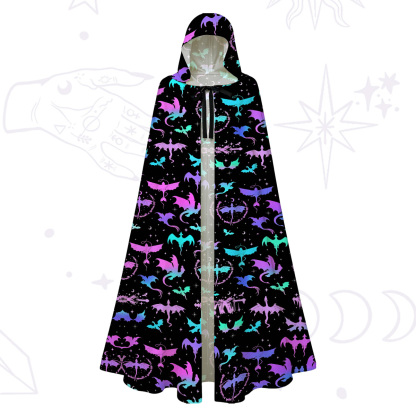 Purplehecate Neon Fantasy Dragon Allover Hooded Cloak