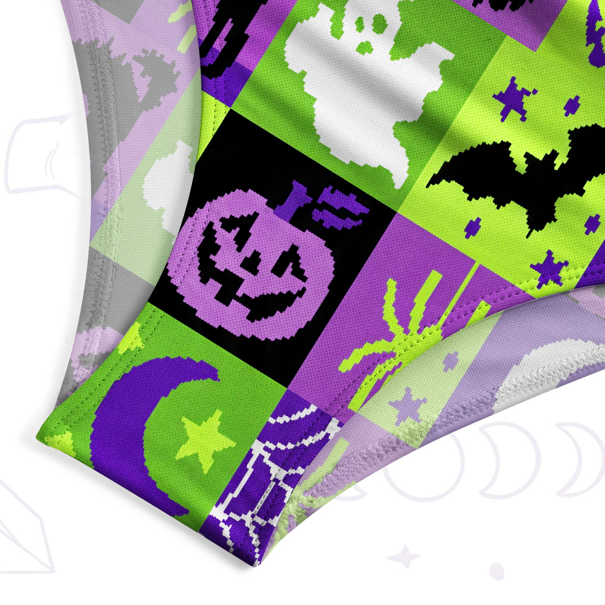 Purplehecate Spooky Patchwork Halloween One-Piece Swimsuit