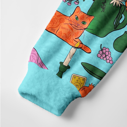Purplehecate Lazy Cats in the Flower House Ugly Cardigan Sweaters