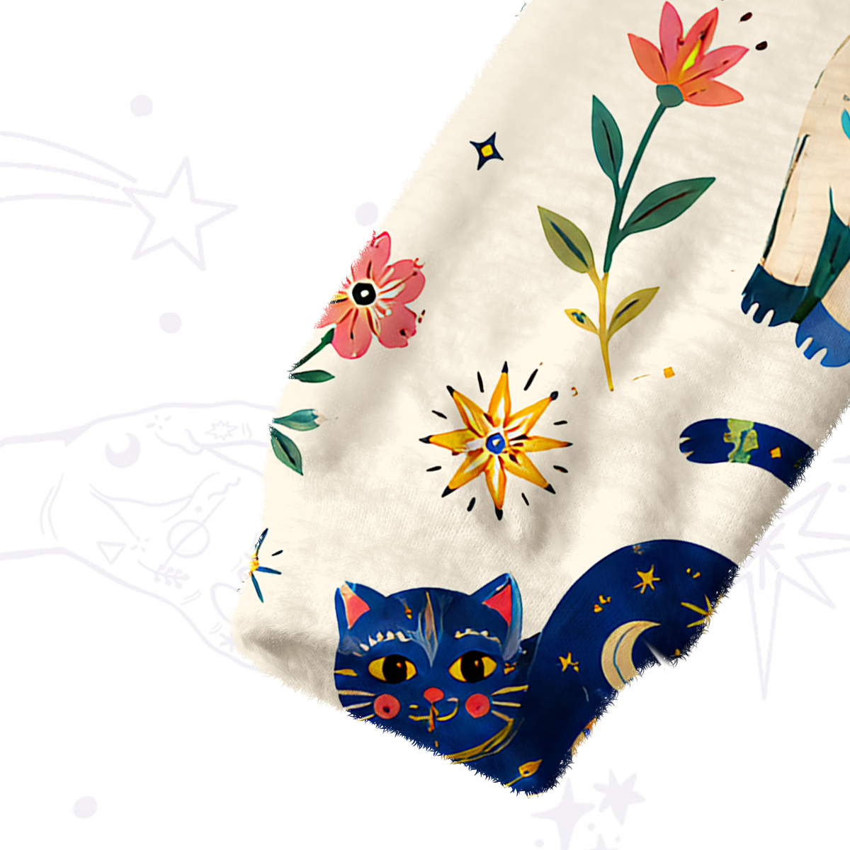 Purplehecate Rainbow Magic Cats Fuzzy Crewneck Sweater