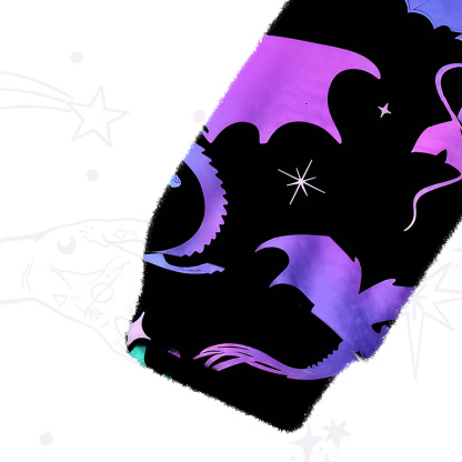 Purplehecate Neon Fantasy Dragon Allover Fuzzy Crewneck Sweater