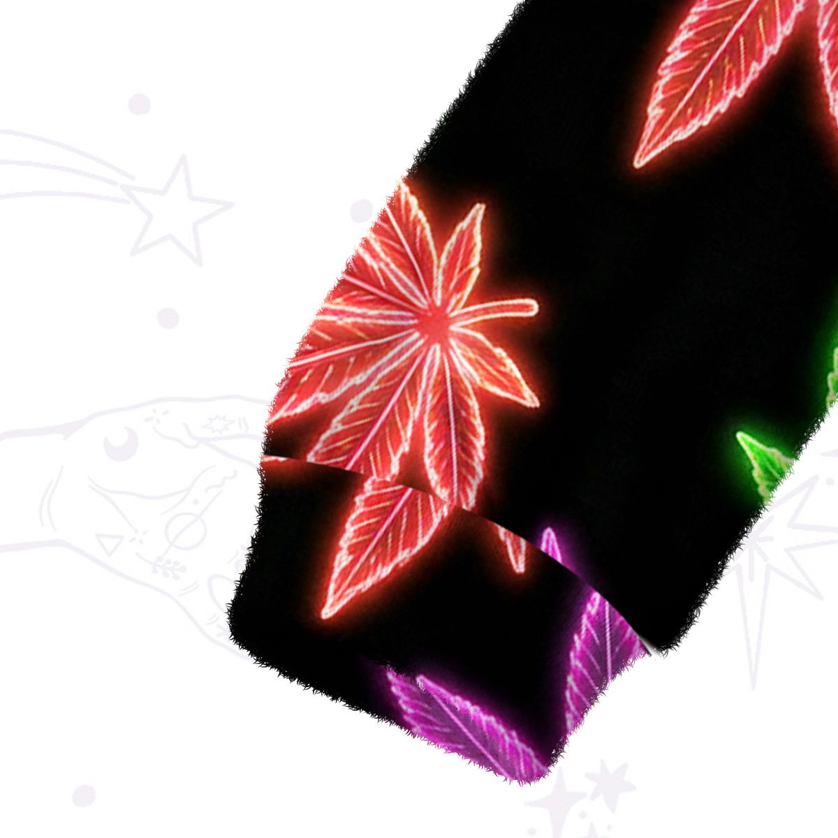 Purplehecate Trippy Weed Fuzzy Crewneck Sweater