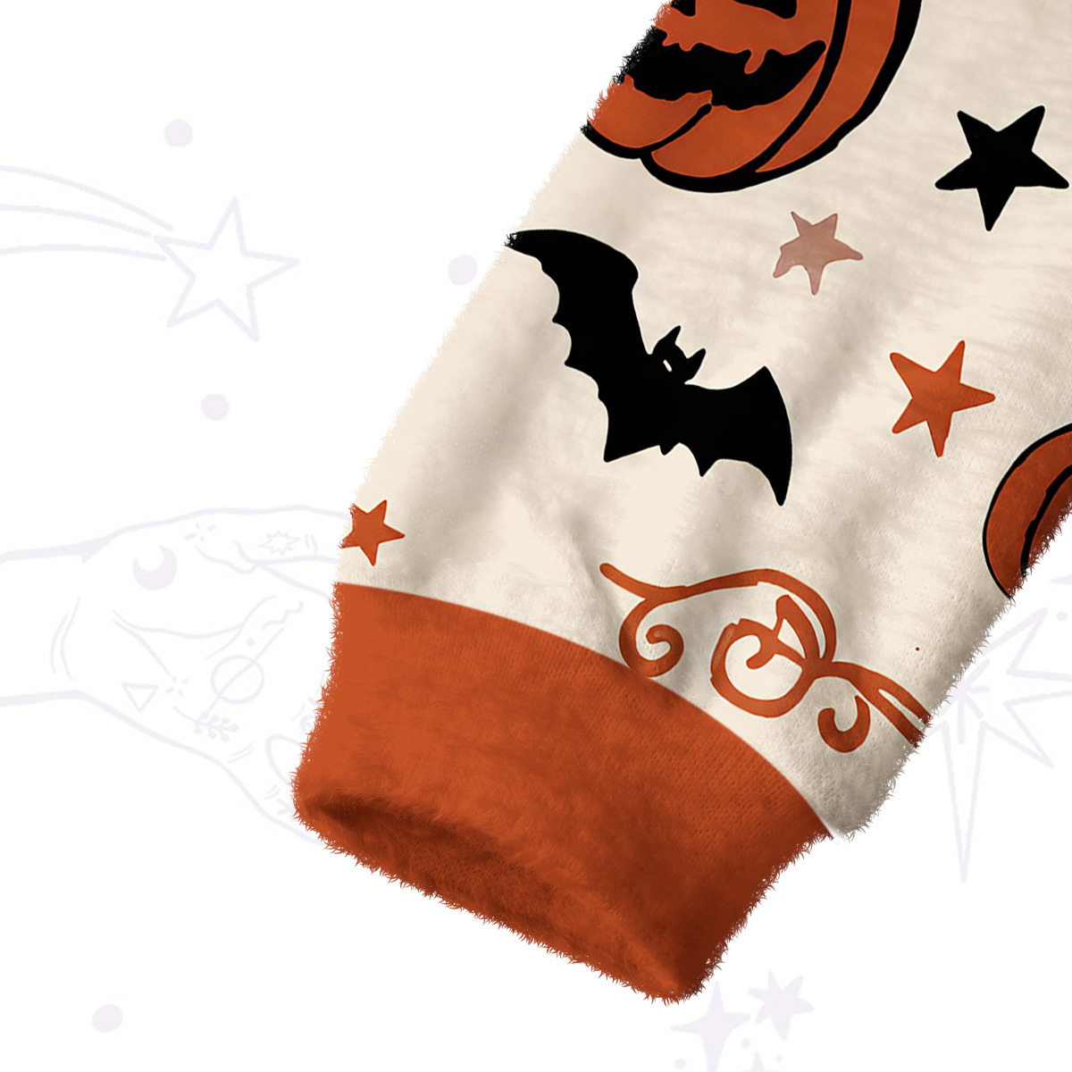 Purplehecate Halloween Ghost Black Cat Fuzzy Crewneck Sweater