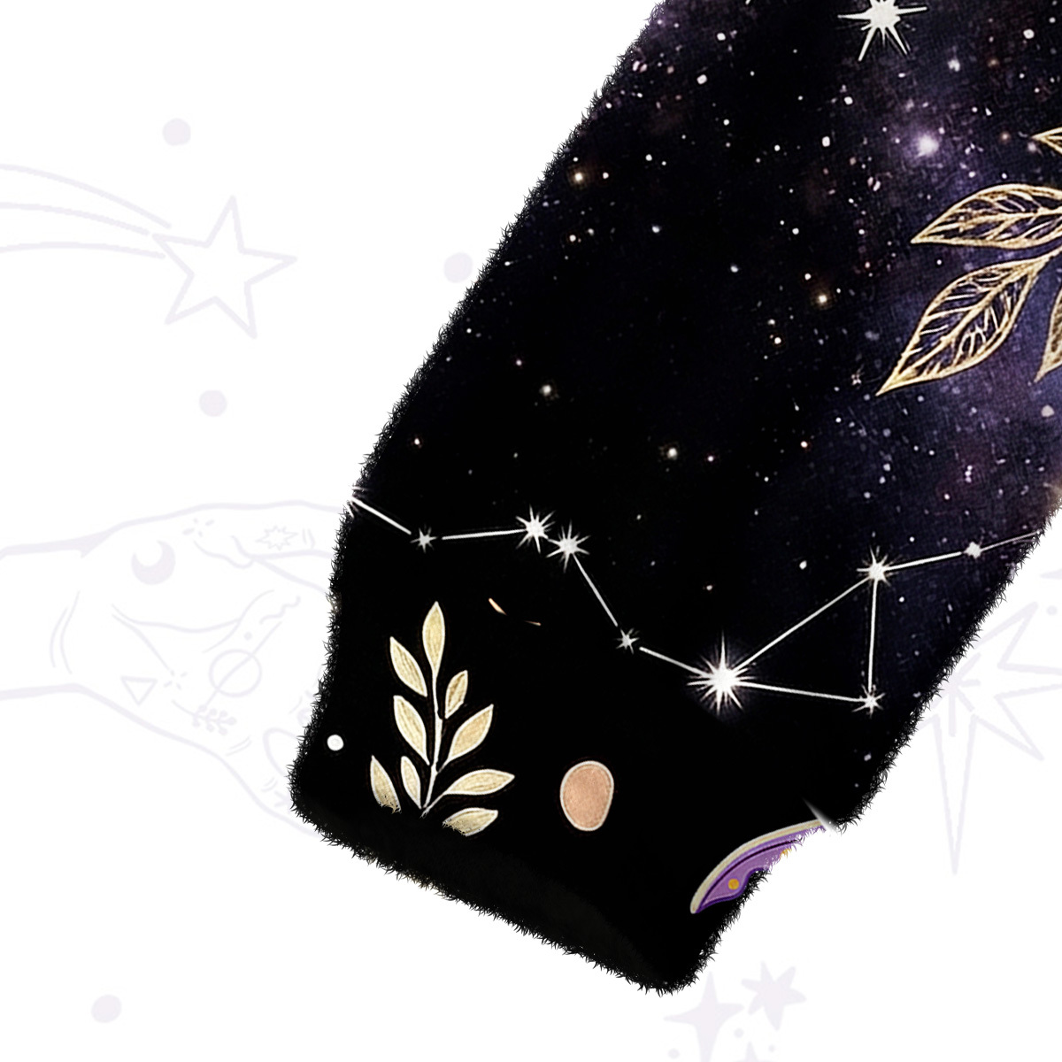 Purplehecate Starry Night Lunar Moth Fuzzy Crewneck Sweater