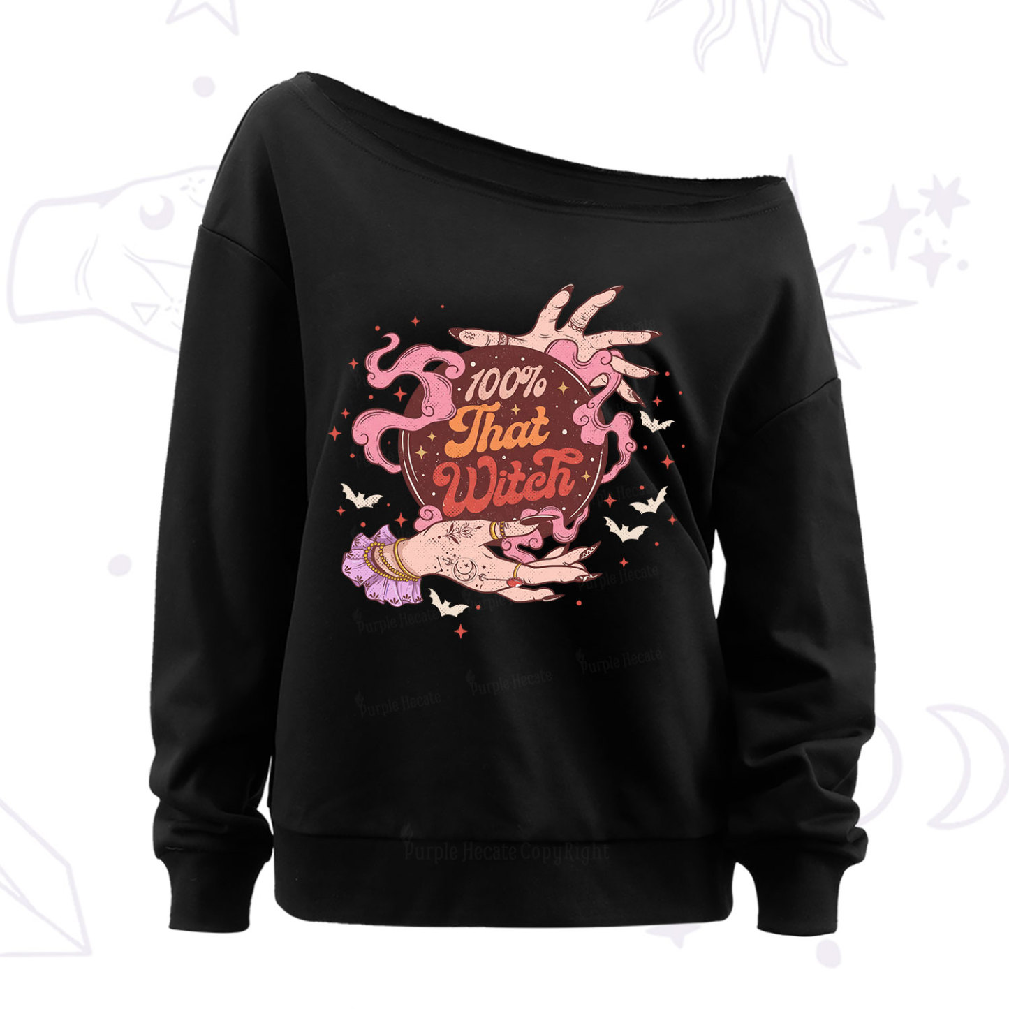 Purplehecate That Witch Off The Shoulder Sweatshirt