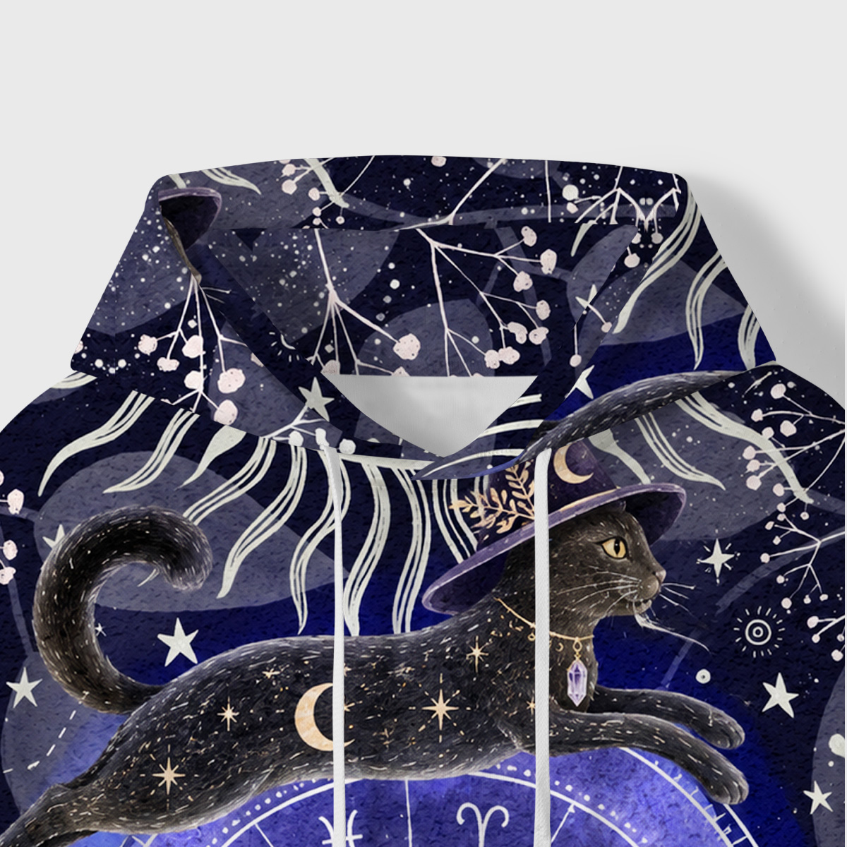 Purplehecate Black Cat Zodiac Divination All-Over Print Hoodie