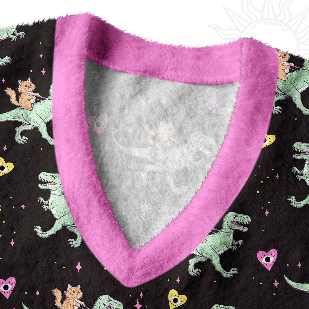 Purplehecate Witch Cat Rides the Dino Ugly Sweater Vest
