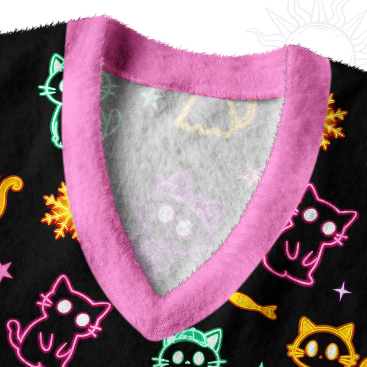 Purplehecate Neon Cat Party Ugly Sweater Vest