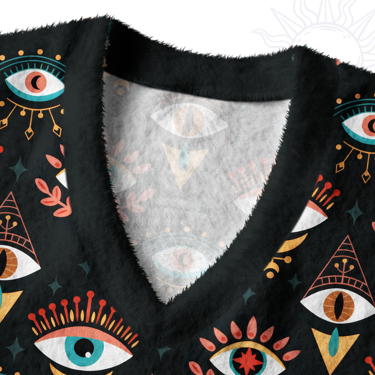 Purplehecate Evil Eye Pattern Ugly Sweater Vest