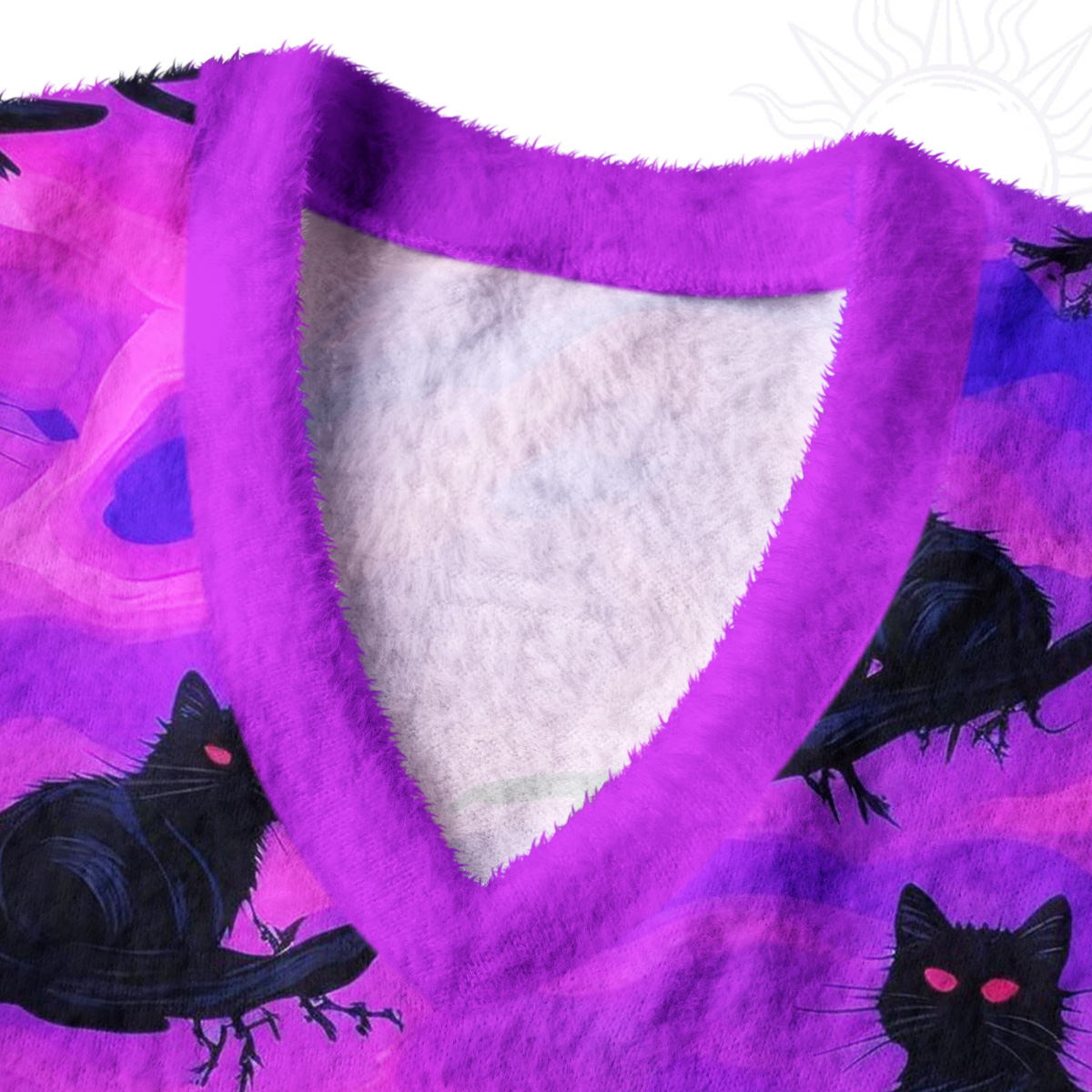 Purplehecate Twilight Forest Guardian Cat Ugly Sweater Vest