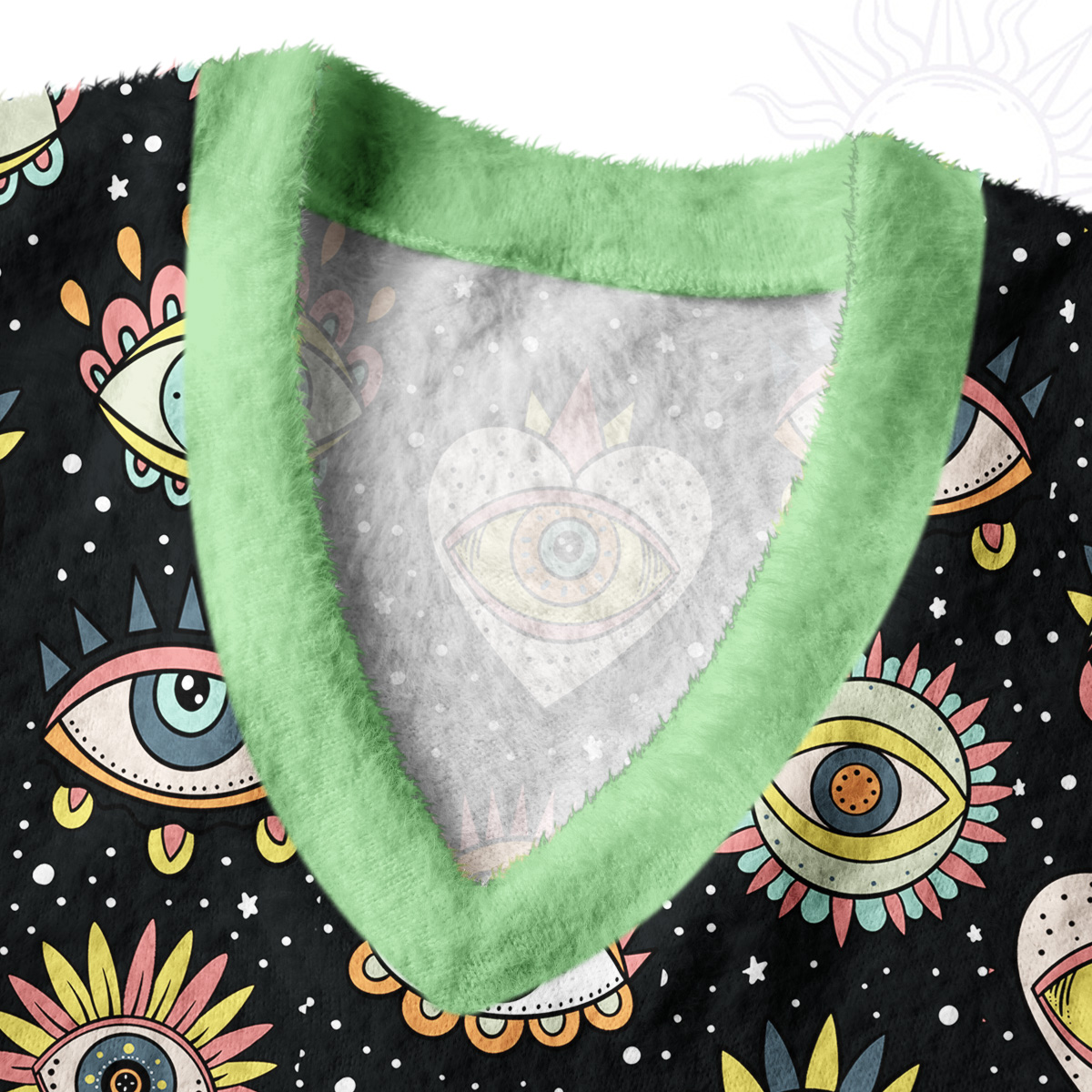 Purplehecate Mystical Evil Eye Pattern Ugly Sweater Vest