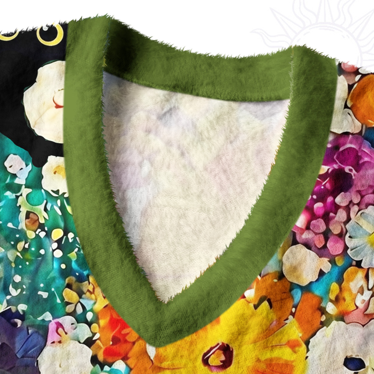 Purplehecate Fluffy Black Cat in Colorful Flower Field Ugly Sweater Vest