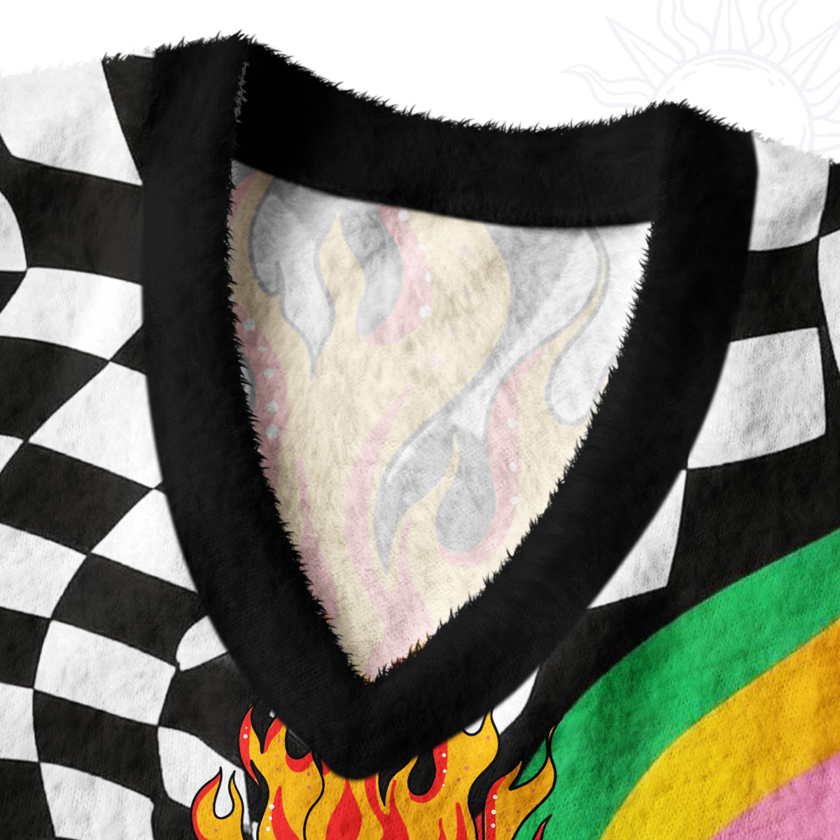 Purplehecate Trippy Rainbow Heart Eye Ugly Sweater Vest