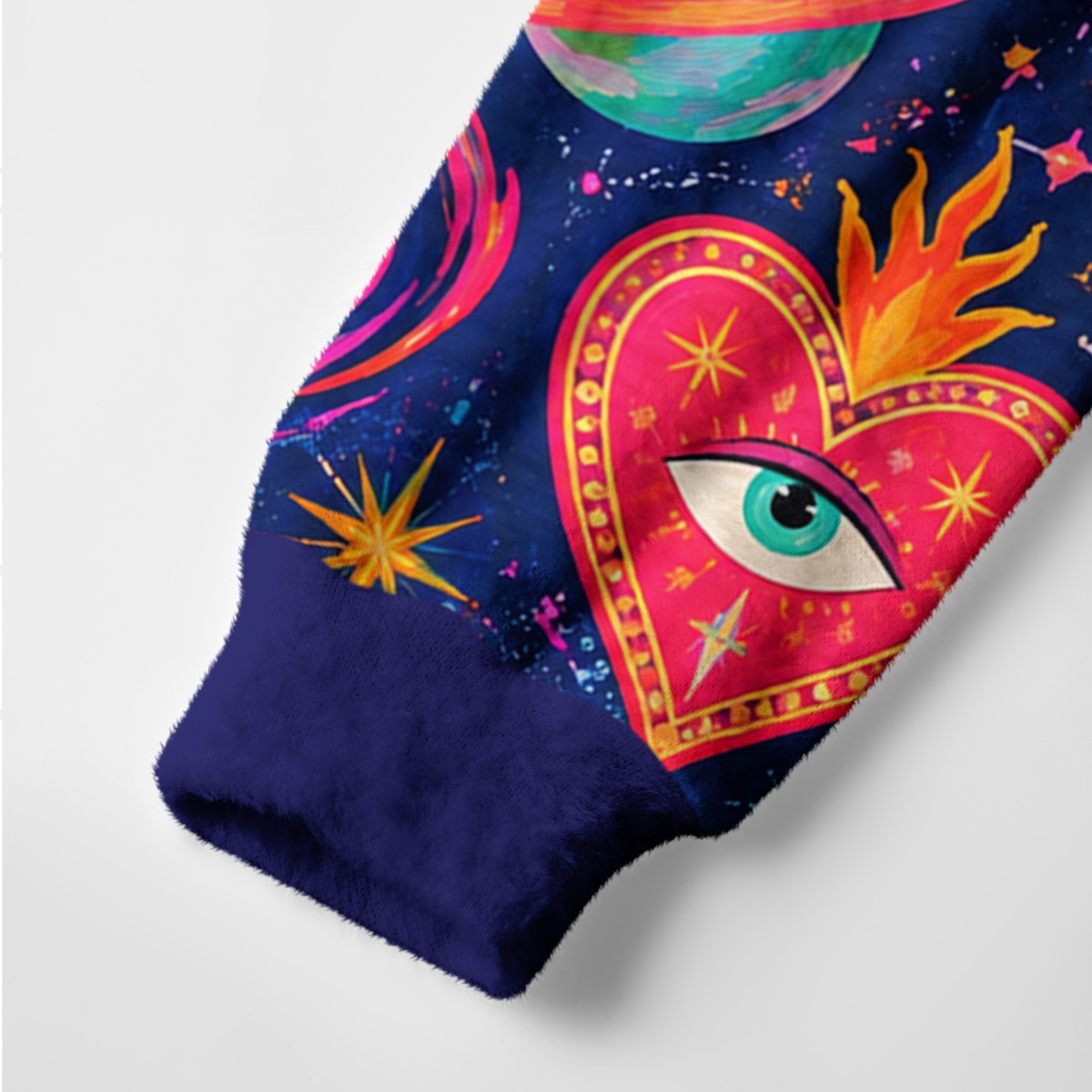Purplehecate Psychedelic Galaxy Moon Cats in Space Ugly Cardigan Sweaters