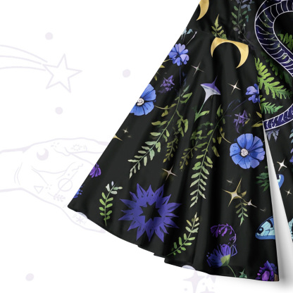 Purplehecate Moon Moth Witchery Bell Sleeve Dress