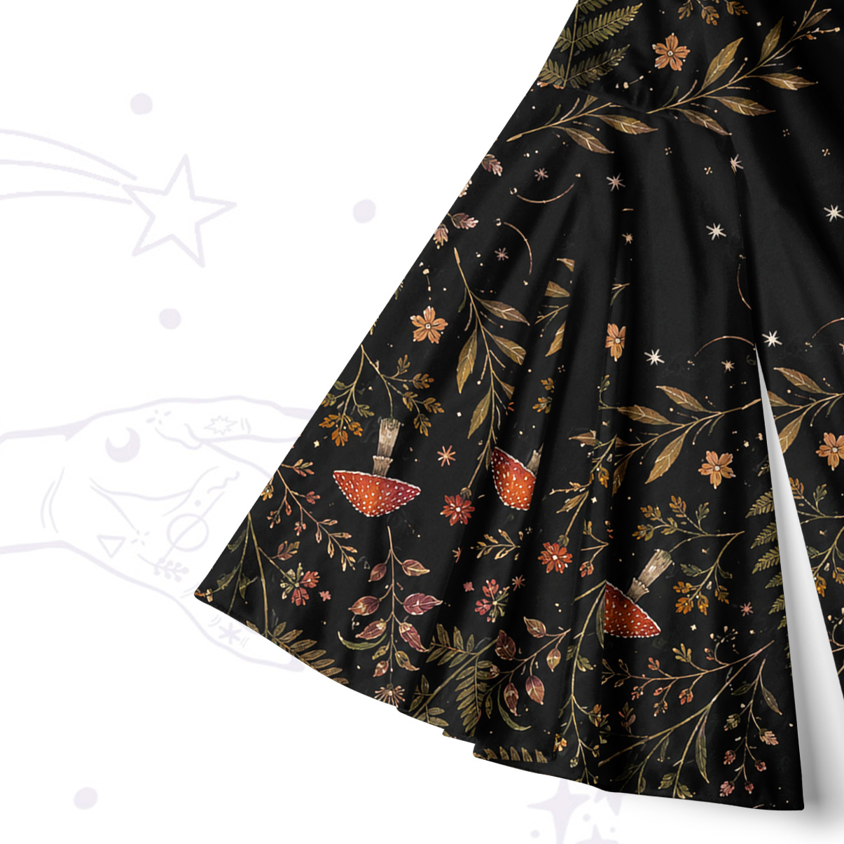 Purplehecate Moon Moth in the Enchanted Forest Bell Sleeve Dress