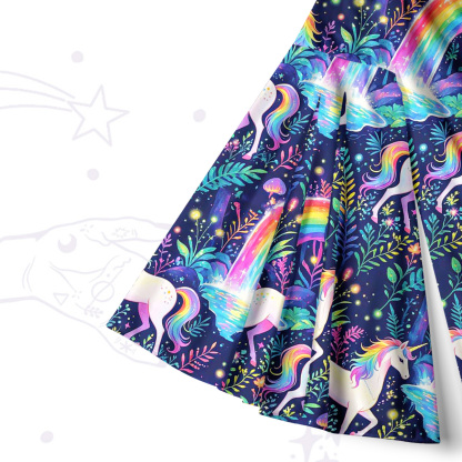 Purplehecate Rainbow Forest Unicorn Magic Bell Sleeve Dress