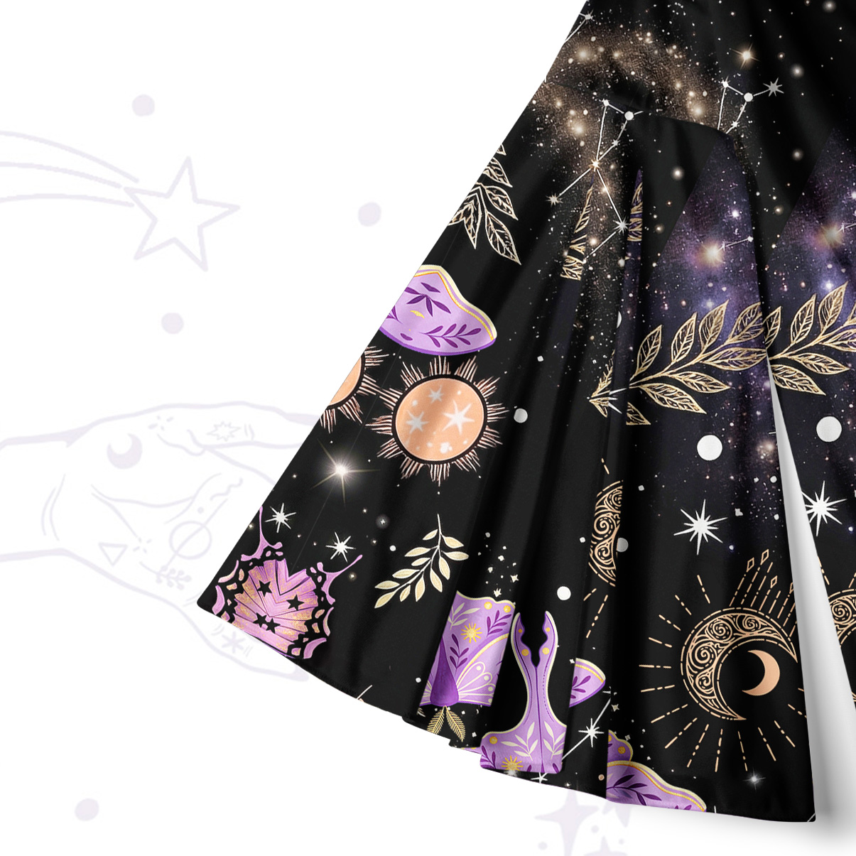Purplehecate Starry Night Lunar Moth Bell Sleeve Dress