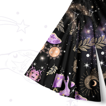 Purplehecate Starry Night Lunar Moth Bell Sleeve Dress