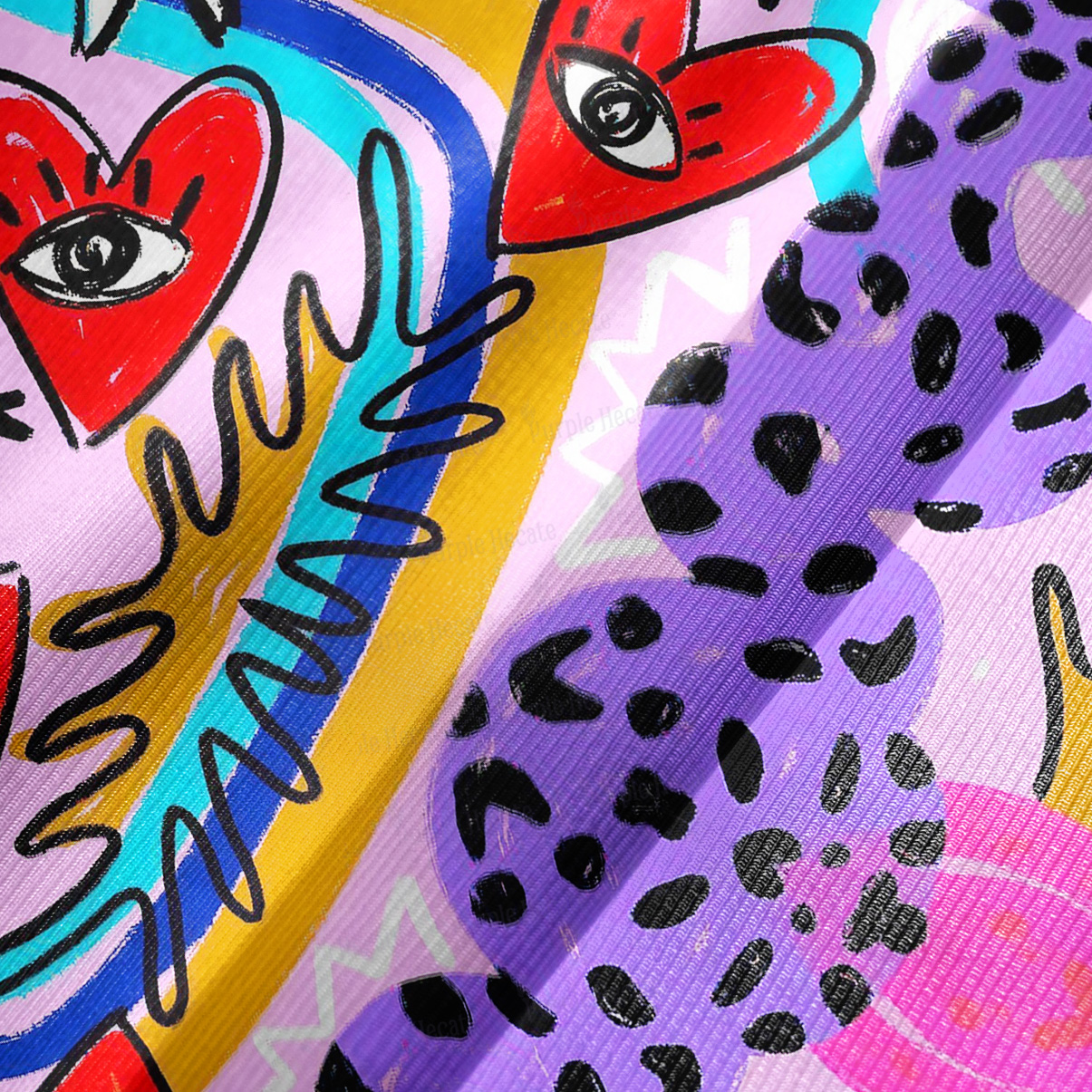 Purplehecate Cosmic Love Eyes Graffiti Bell Sleeve Dress