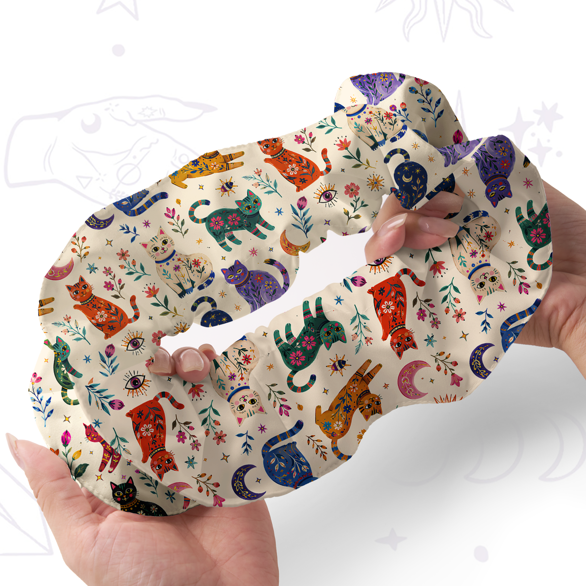 Purplehecate Rainbow Magic Cats Double Layer Scrunchie