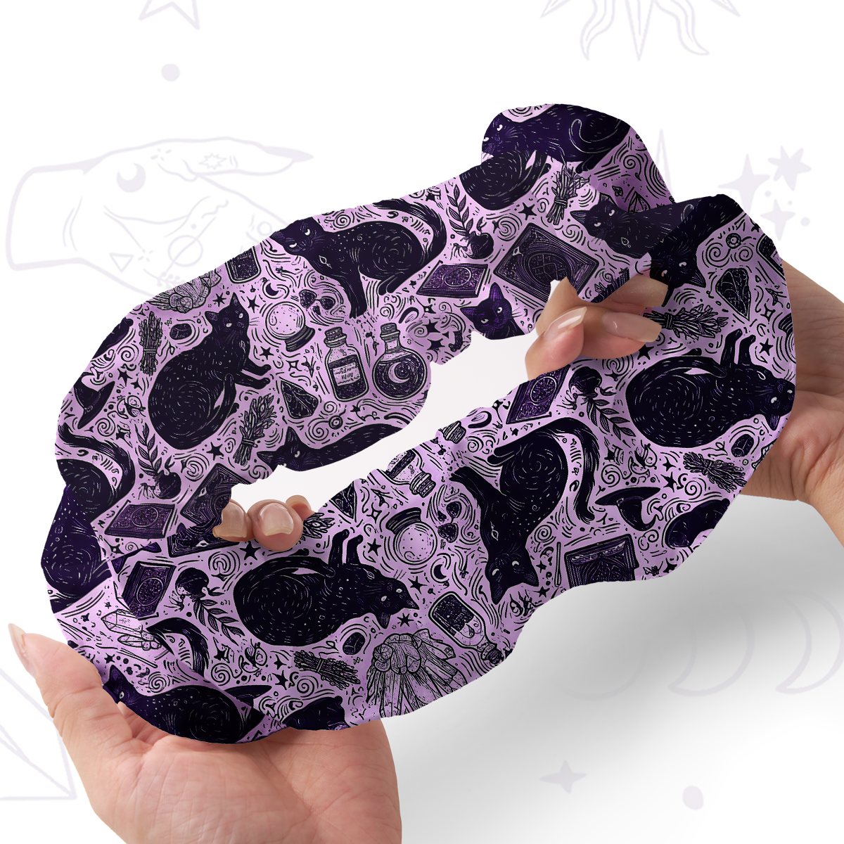 Purplehecate Midnight Black Cat Witch Potion Double Layer Scrunchie