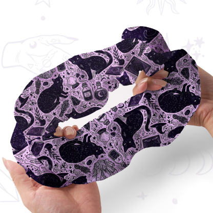 Purplehecate Midnight Black Cat Witch Potion Double Layer Scrunchie