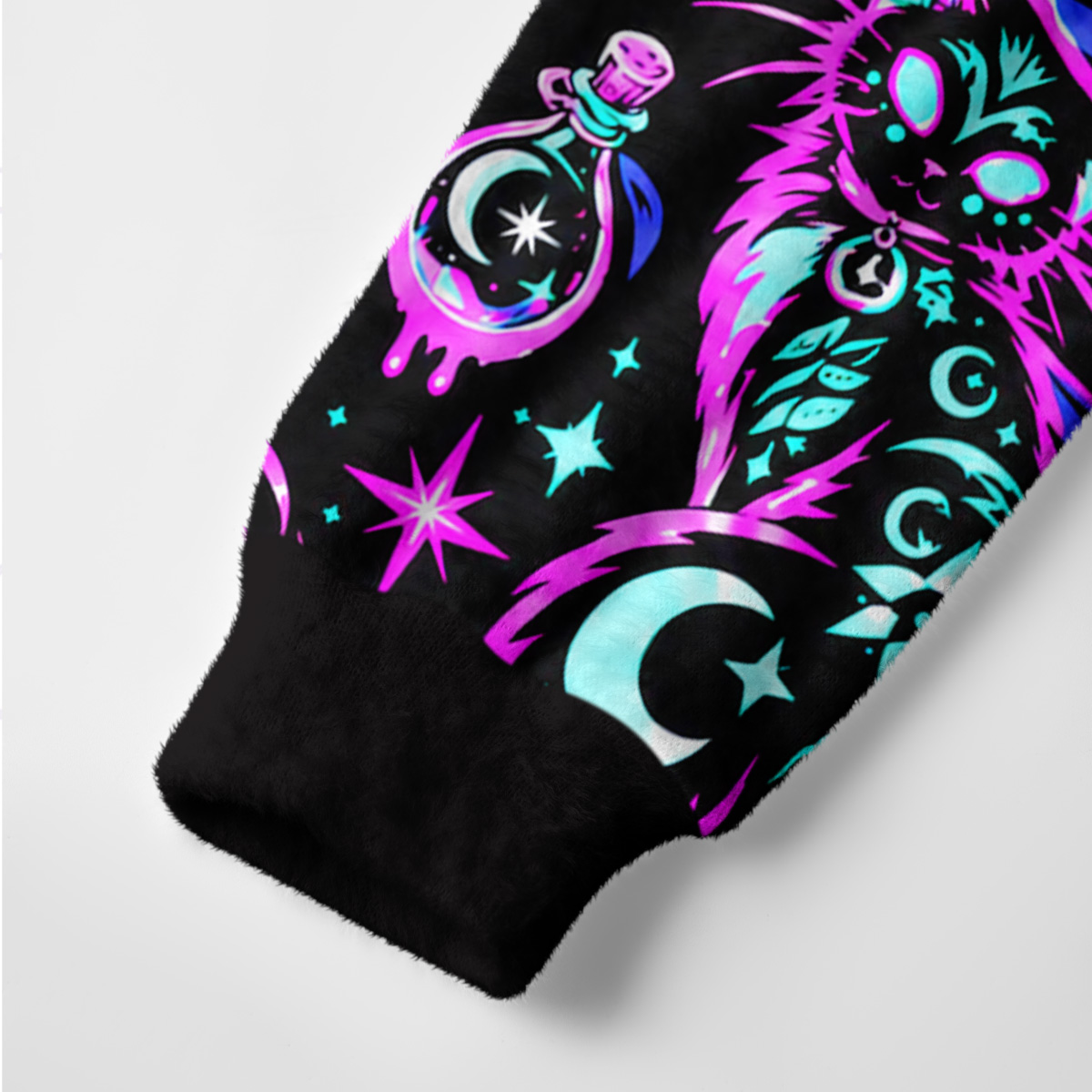 Purplehecate Neon Celestial Magic Black Cat Ugly Cardigan Sweaters