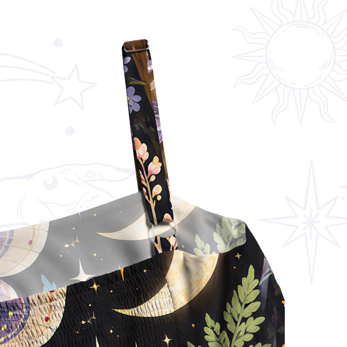 Purplehecate Enchanted Mushroom Grove Under the Moon Wide Straps Maxi Dress