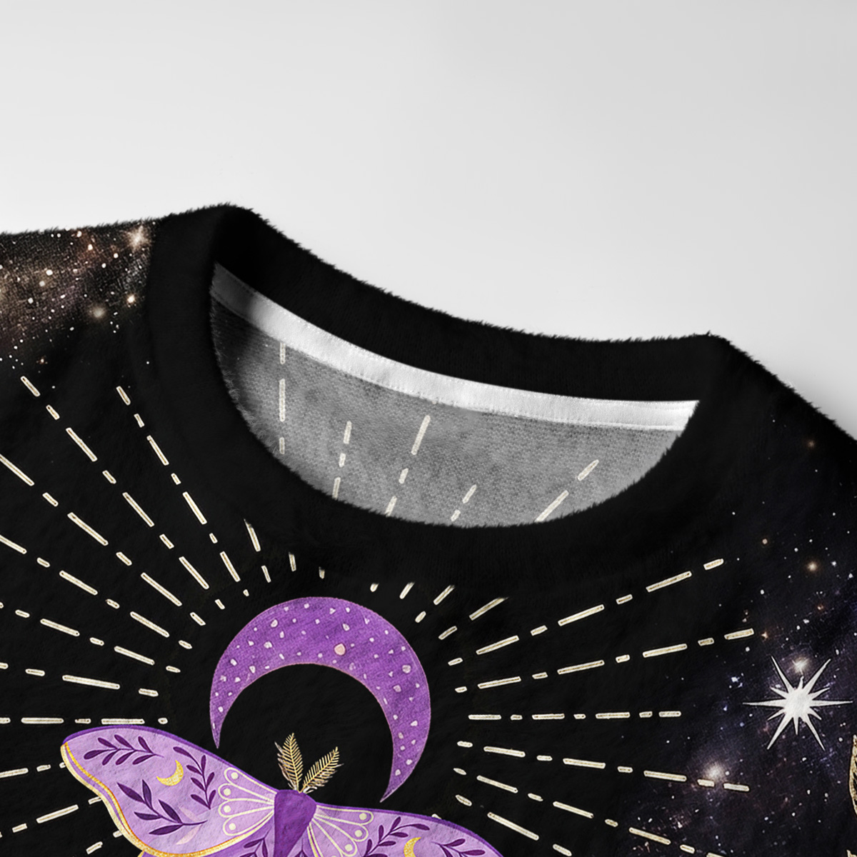 Purplehecate Starry Night Lunar Moth Fuzzy Ugly Sweatshirt