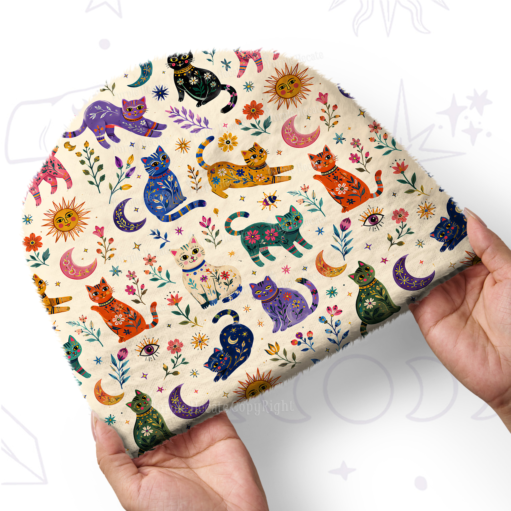 Purplehecate Rainbow Magic Cats Fuzzy Knit Beanie