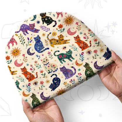 Purplehecate Rainbow Magic Cats Fuzzy Knit Beanie