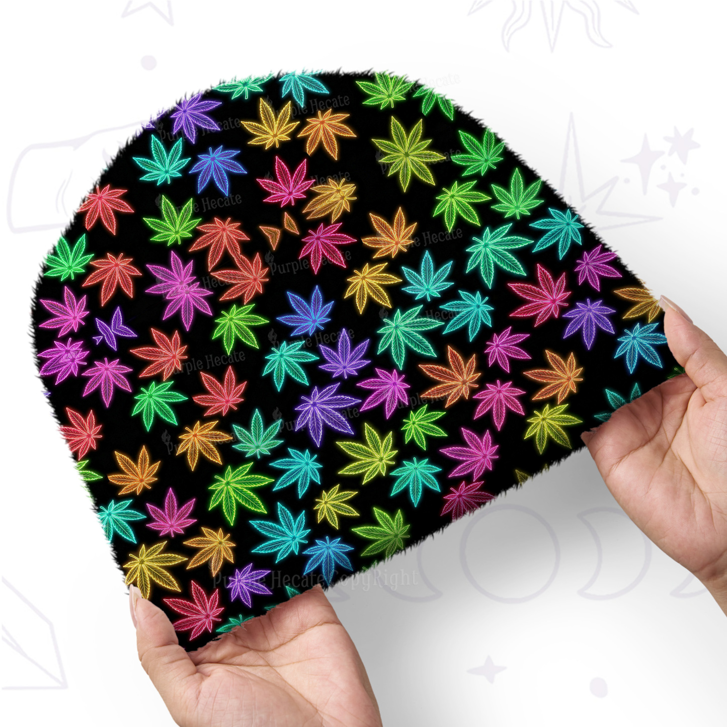 Purplehecate Trippy Weed Fuzzy Knit Beanie