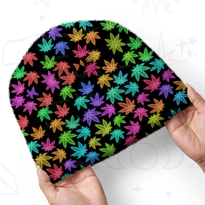 Purplehecate Trippy Weed Fuzzy Knit Beanie
