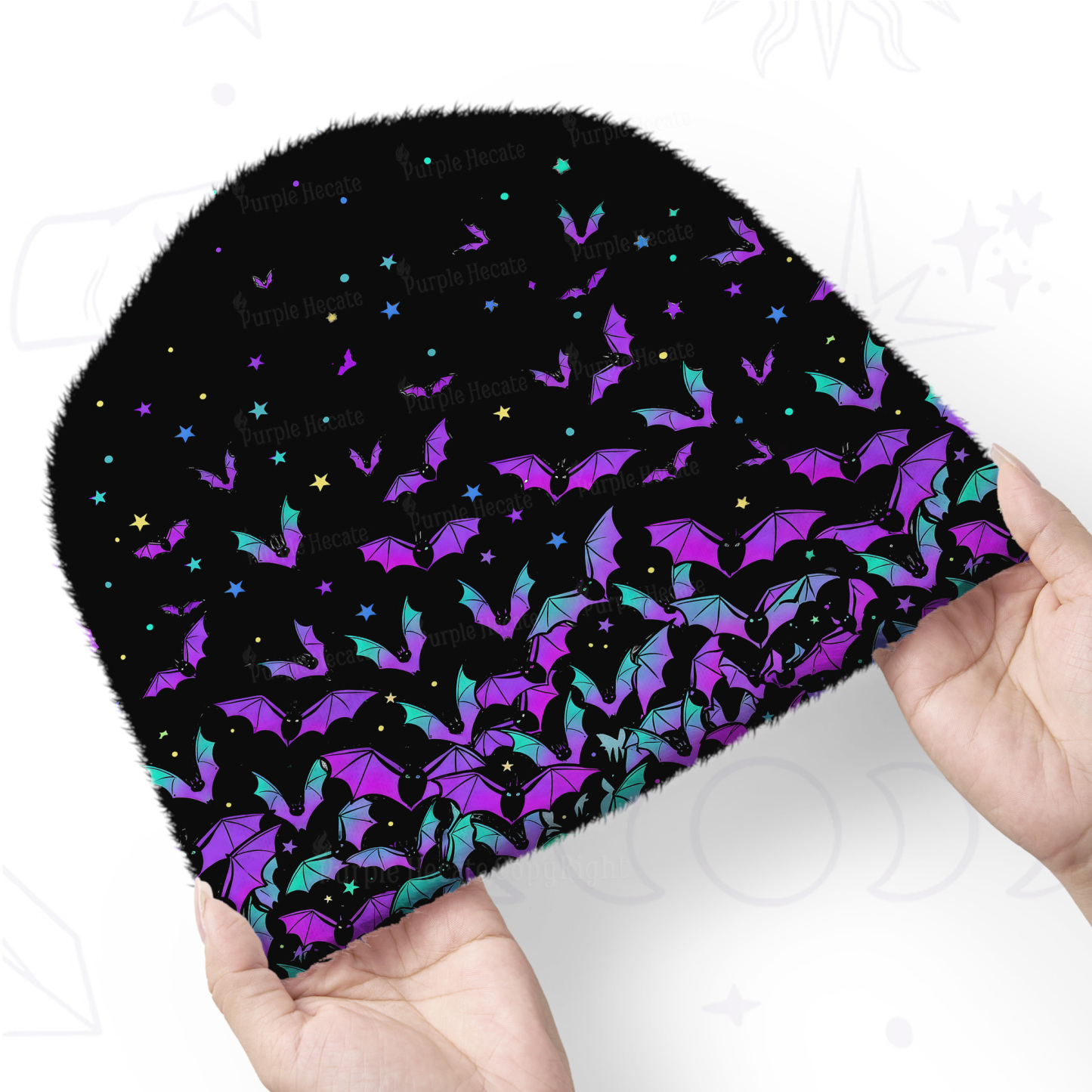 Purplehecate Rainbow Bat Fuzzy Knit Beanie