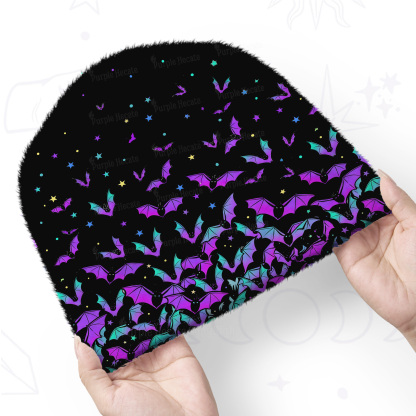 Purplehecate Rainbow Bat Fuzzy Knit Beanie