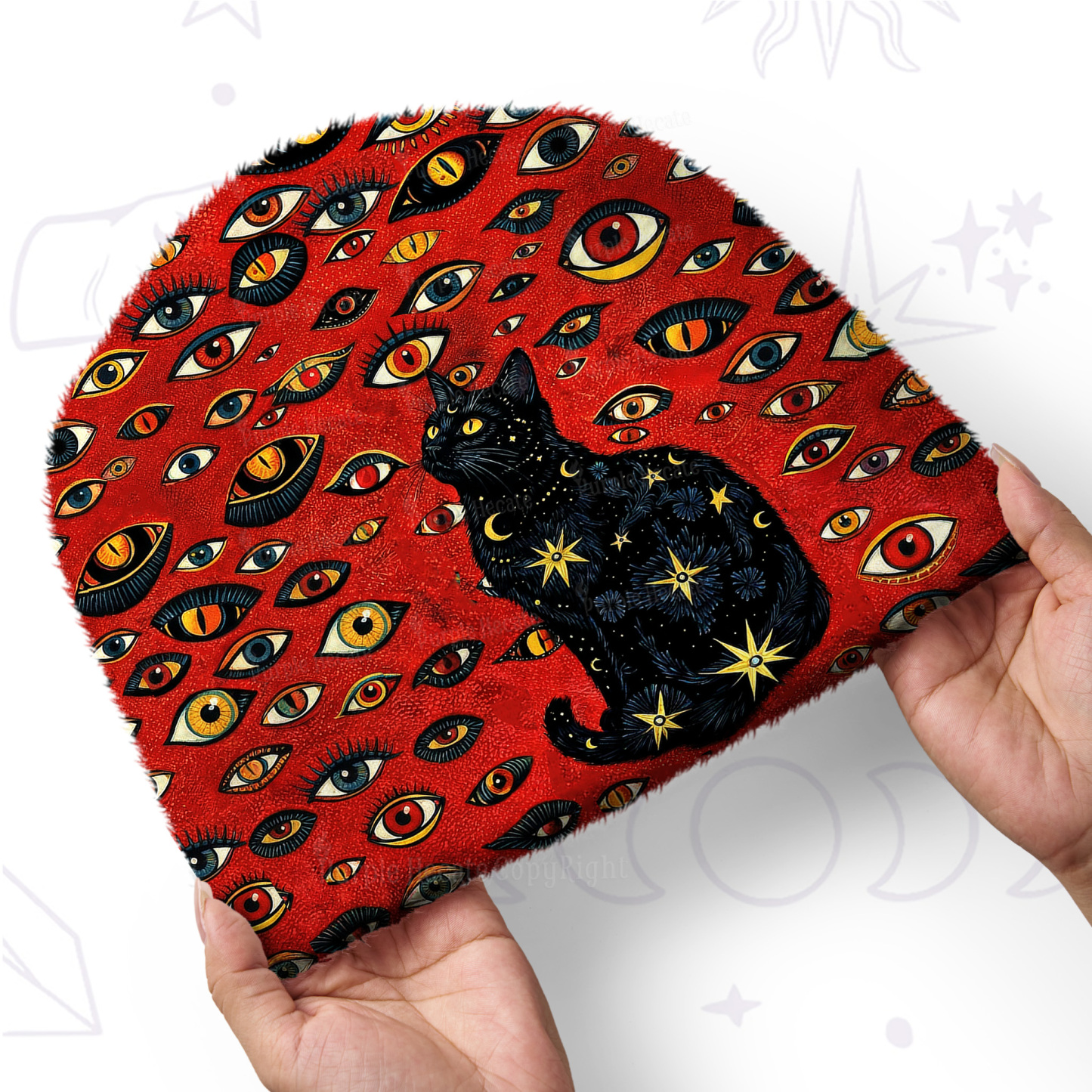 Purplehecate Cosmic Watcher Cat Fuzzy Knit Beanie