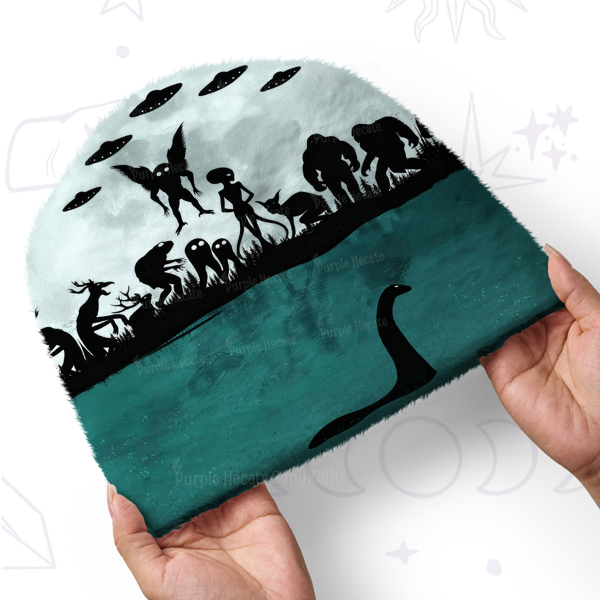 Purplehecate Alien Lake Monster Encounter Fuzzy Knit Beanie