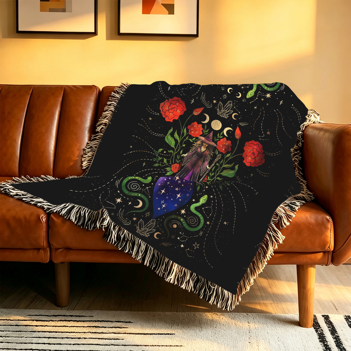Purplehecate Moon Witch Garden Woven Tapestry Blanket
