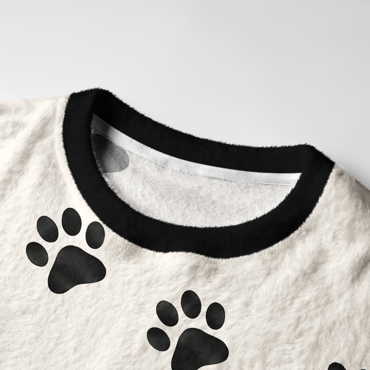 Purplehecate Peekaboo Black Cat Paw Fuzzy Ugly Sweatshirt