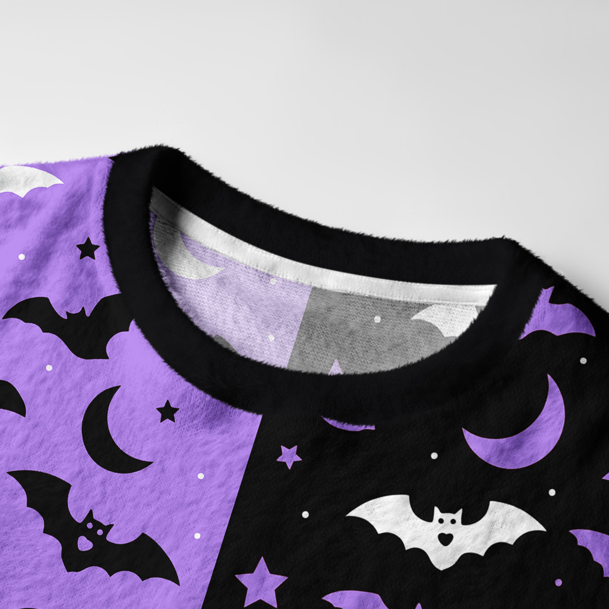 Purplehecate Moonlit Bats Fuzzy Ugly Sweatshirt