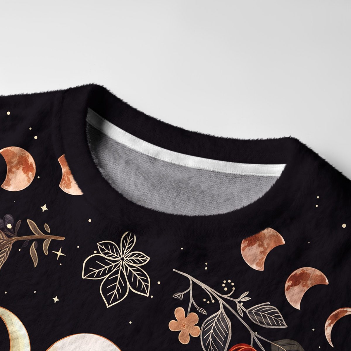 Purplehecate Lunar Phases & Moth Garden Fuzzy Ugly Sweatshirt