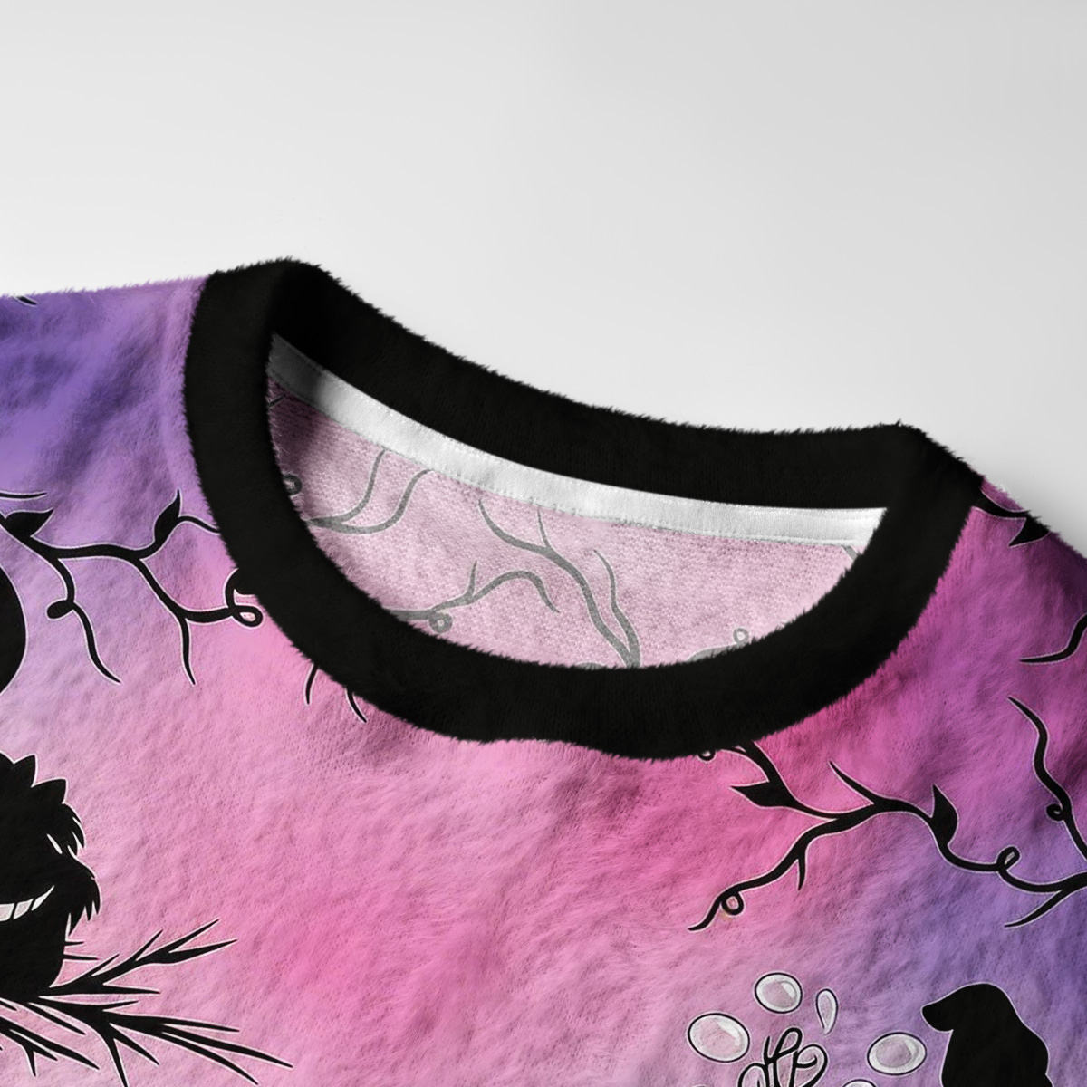 Purplehecate Whimsical Wonderland Mushroom Silhouette Fuzzy Ugly Sweatshirt
