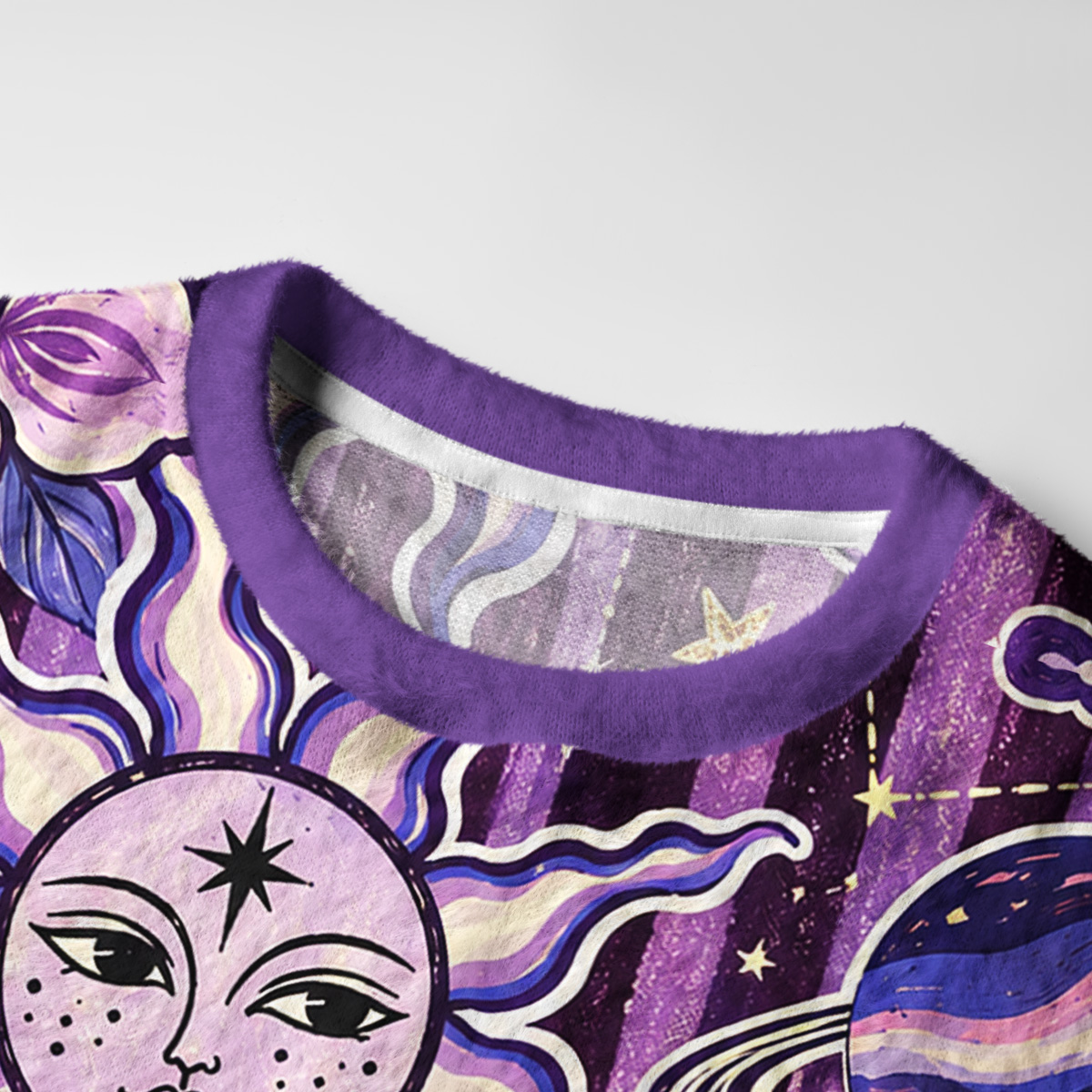 Purplehecate Moon Whispers Black Cat Fuzzy Ugly Sweatshirt