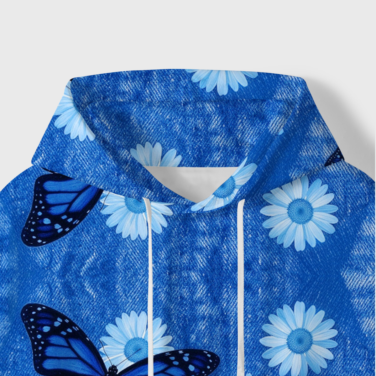 Purplehecate Blue Butterfly Daisy Dance All-Over Print Hoodie