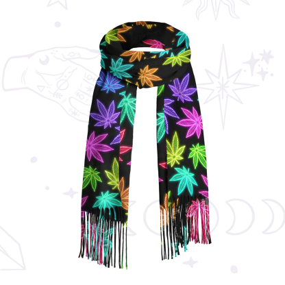 Purplehecate Trippy Weed Printed Fringe Scarf
