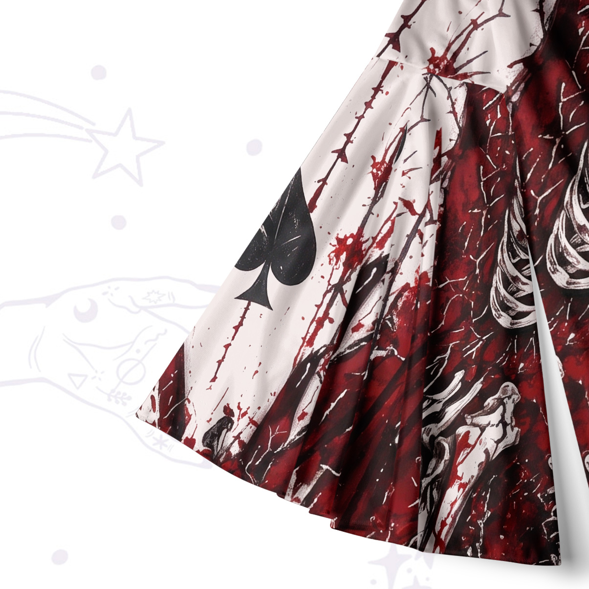 Purplehecate Gothic Bloodbone Card Queen Bell Sleeve Dress