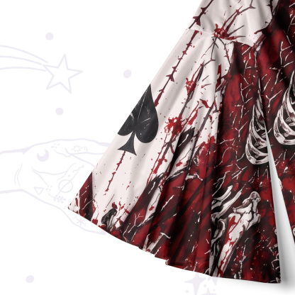Purplehecate Gothic Bloodbone Card Queen Bell Sleeve Dress