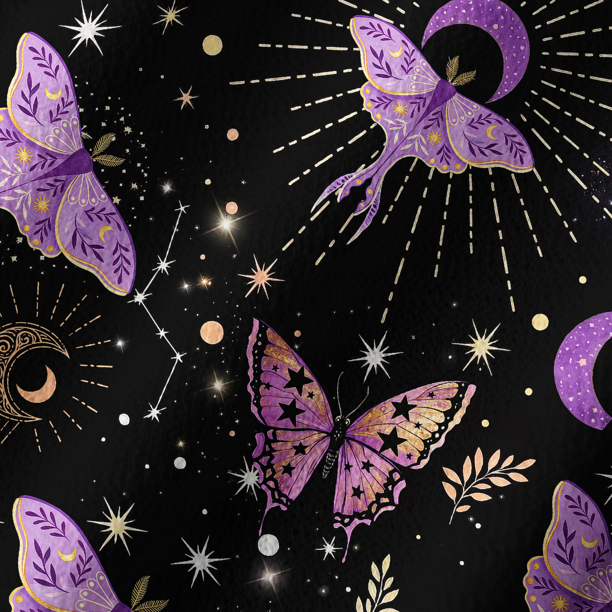 Purplehecate Starry Night Lunar Moth Off Shoulder Long Sleeve Knit Top